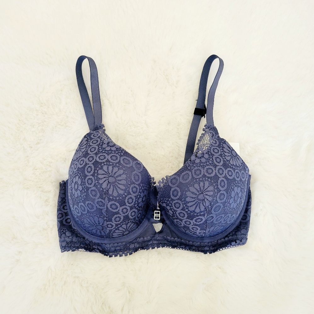 💘AERIE REAL POWER PLUNGE PUSH UP JOY LACE BRA SIZE 34DD